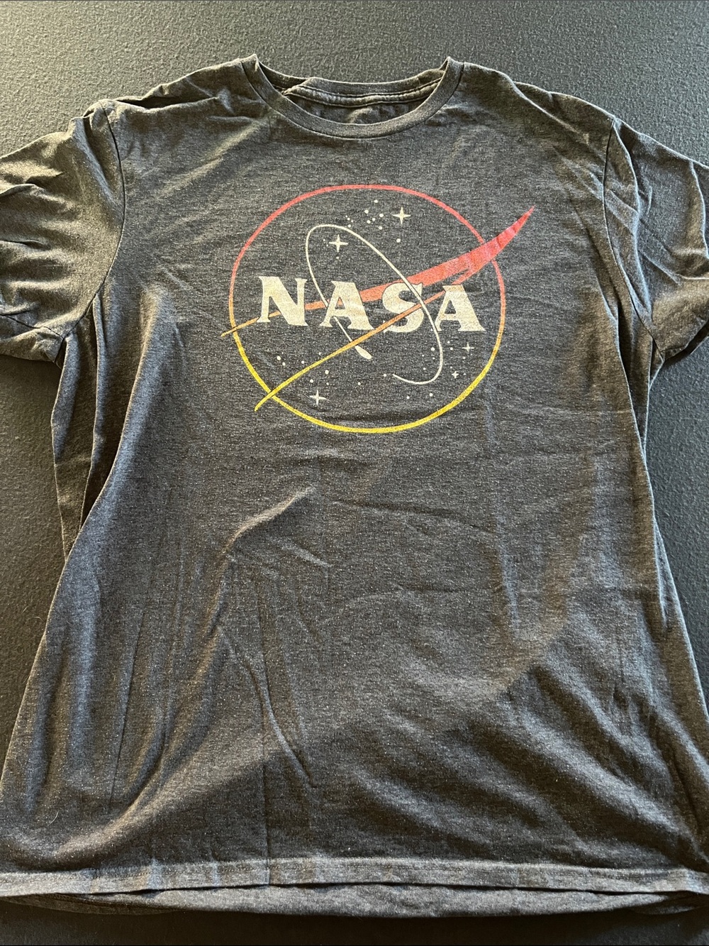 Women’s LG Heathered Grey Crew Neck Tee with NASA Print
